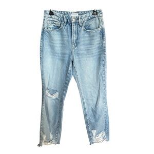 Good American Jeans Womens 2 / 26 Blue Denim Straight High Rise 90's Frayed Hem